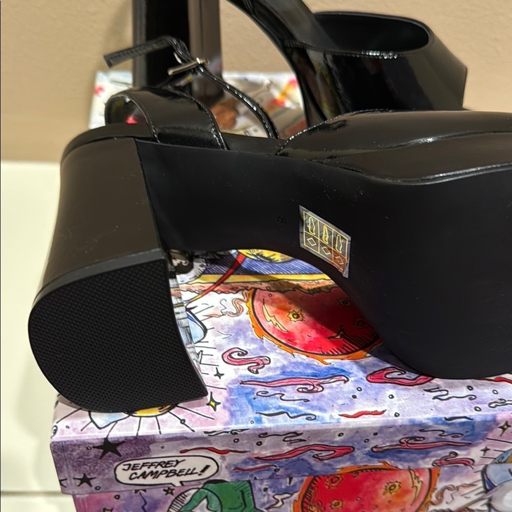 Jeffrey Campbell Glossy Black Platform Heels - Picture 3 of 3